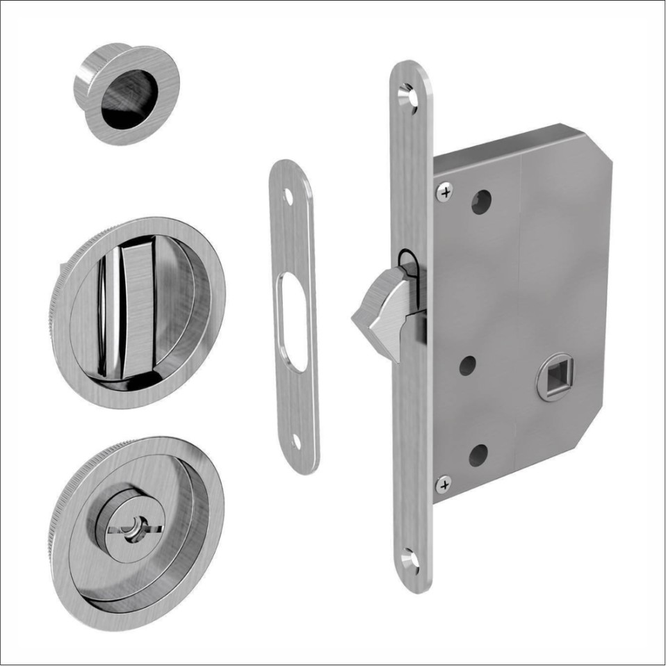 Round Bathroom Lock set Satin chrome